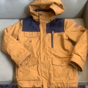 Gold/dark yellow Boys quiksilver snowboard coat 12/L parka snow jacket- +extras!